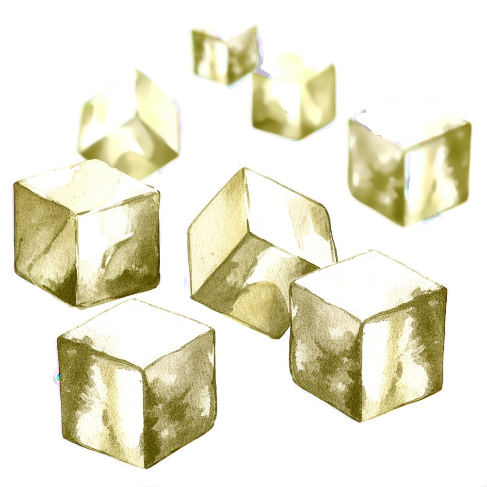 Watercolor pyrite cubes